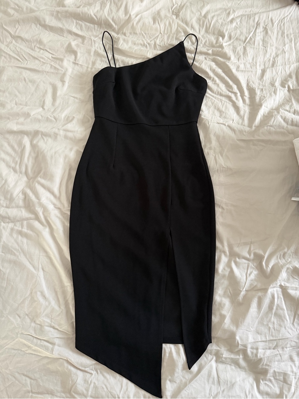 Princess Polly black assymetrical midi dress